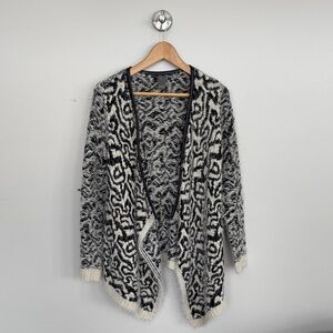 Quinn Black and White Open-Front Cardigan